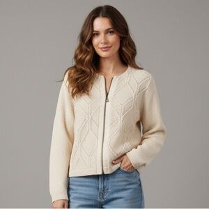 Vintage Blue Willi's 100% Cotton Cream Cardigan Sweater